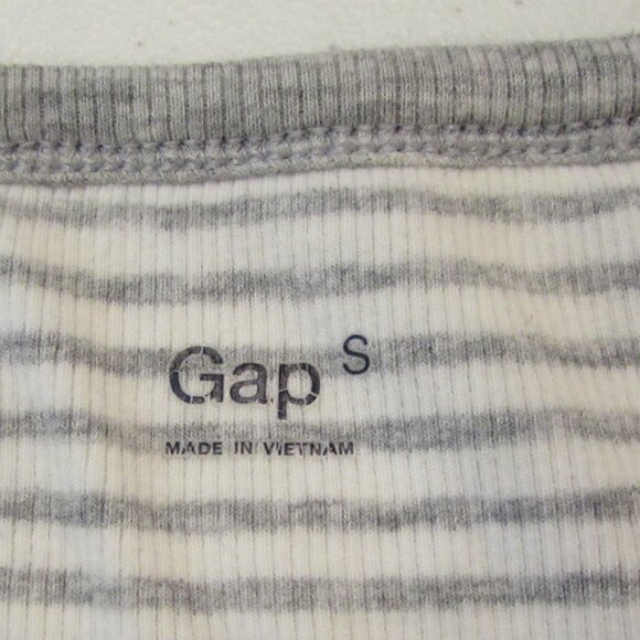 Gap Gray/White Striped Cotton StretchThermal Tee Small - Picture 4 of 16